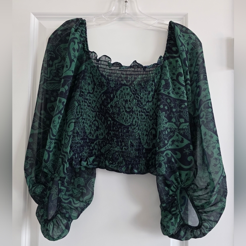 Sachin & Babi Callie Top Green/Navy Blue Size Small NWT